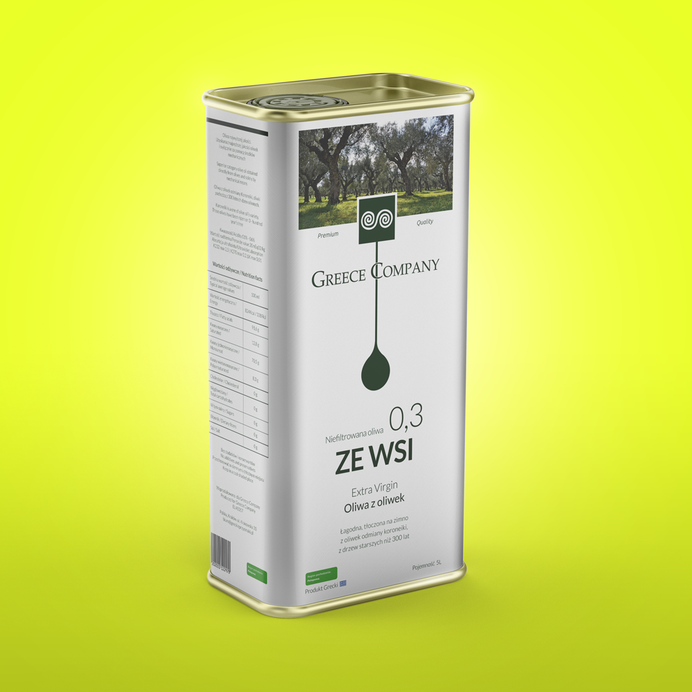 Oliwa z oliwek ZE WSI niefiltrowana Extra Virgin łagodna 0,3% 5 l