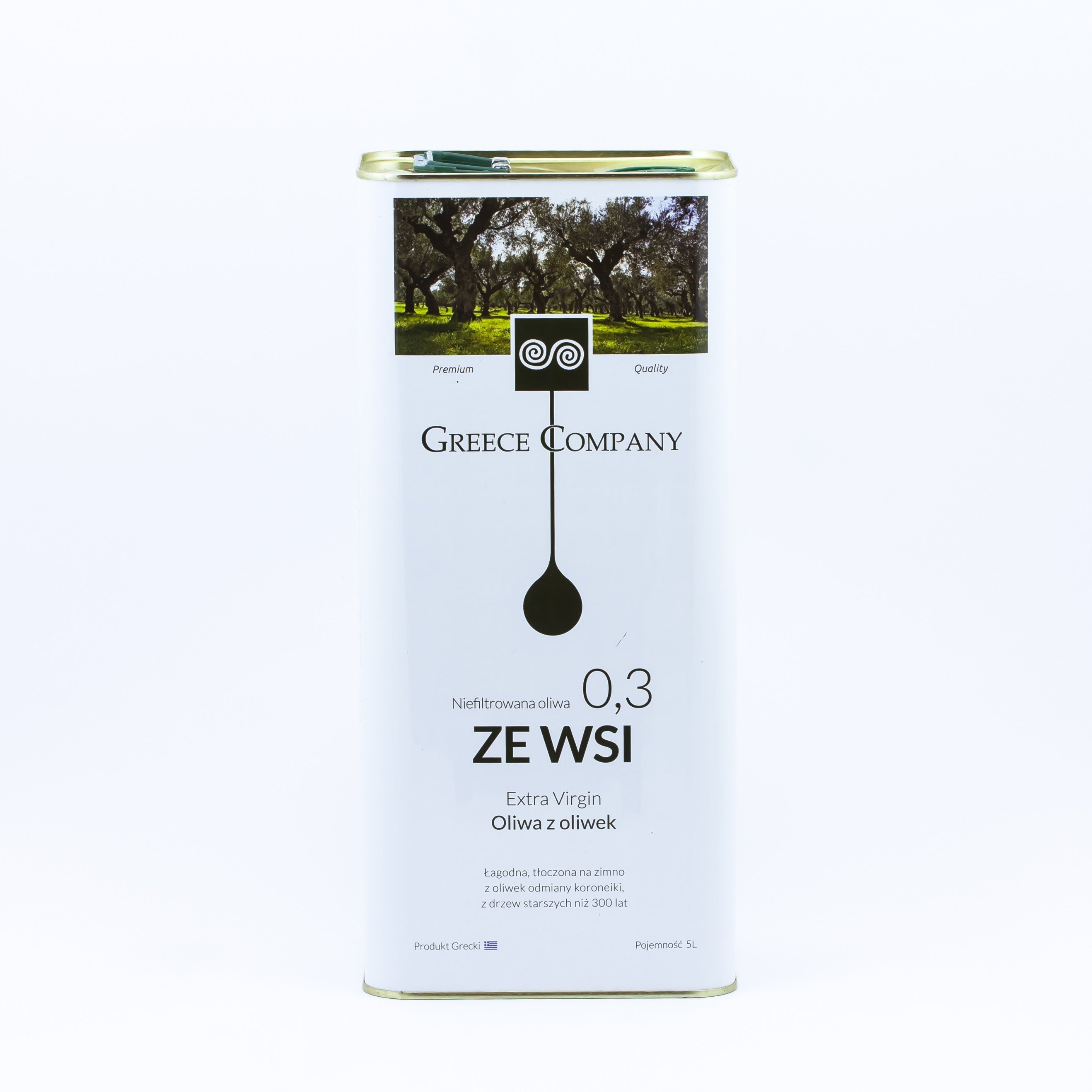 Oliwa z oliwek ZE WSI niefiltrowana Extra Virgin łagodna 0,3% 5 l