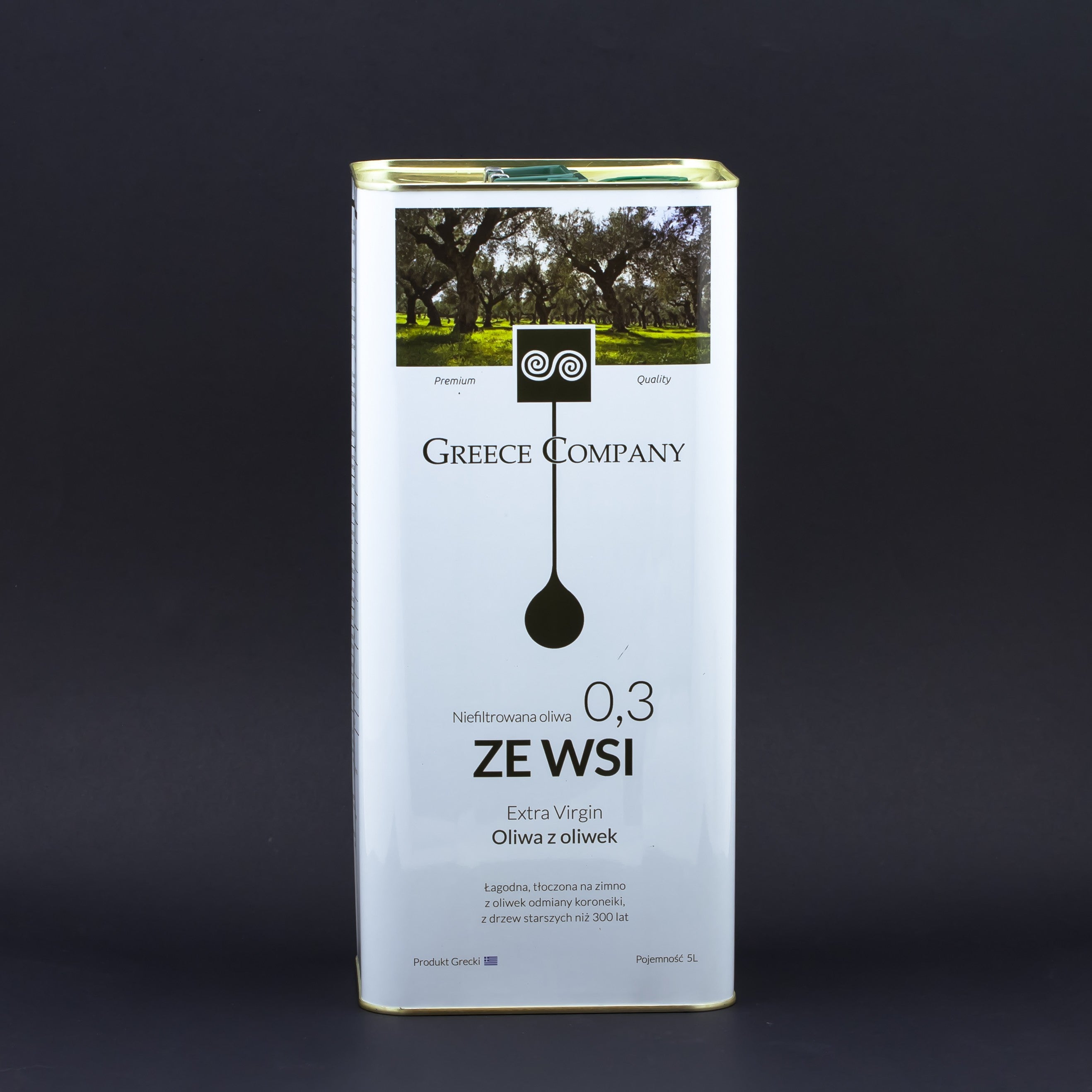 Oliwa z oliwek ZE WSI niefiltrowana Extra Virgin łagodna 0,3% 5 l