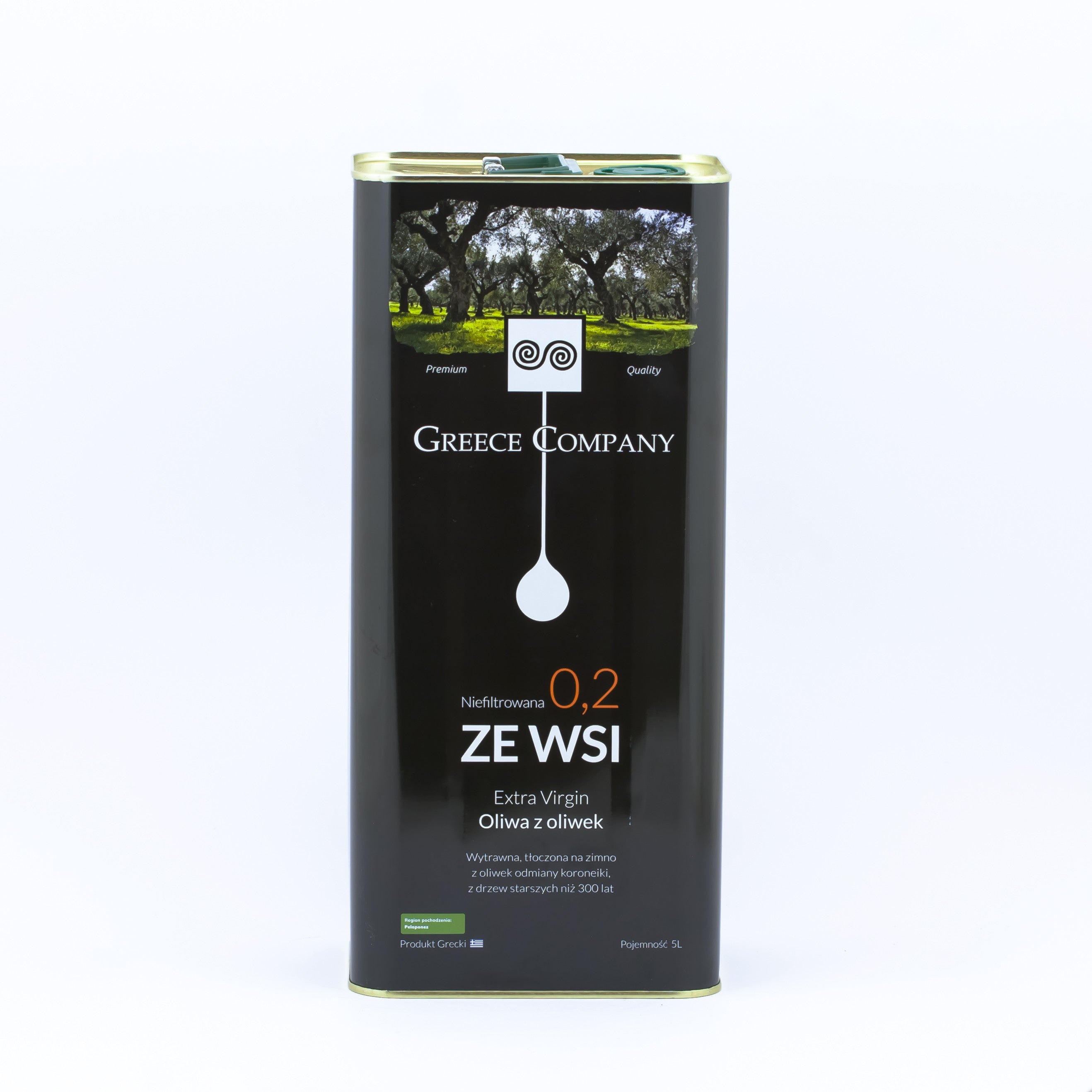 Oliwa z oliwek ZE WSI niefiltrowana Extra Virgin  wytrawna 0.2% 5 L