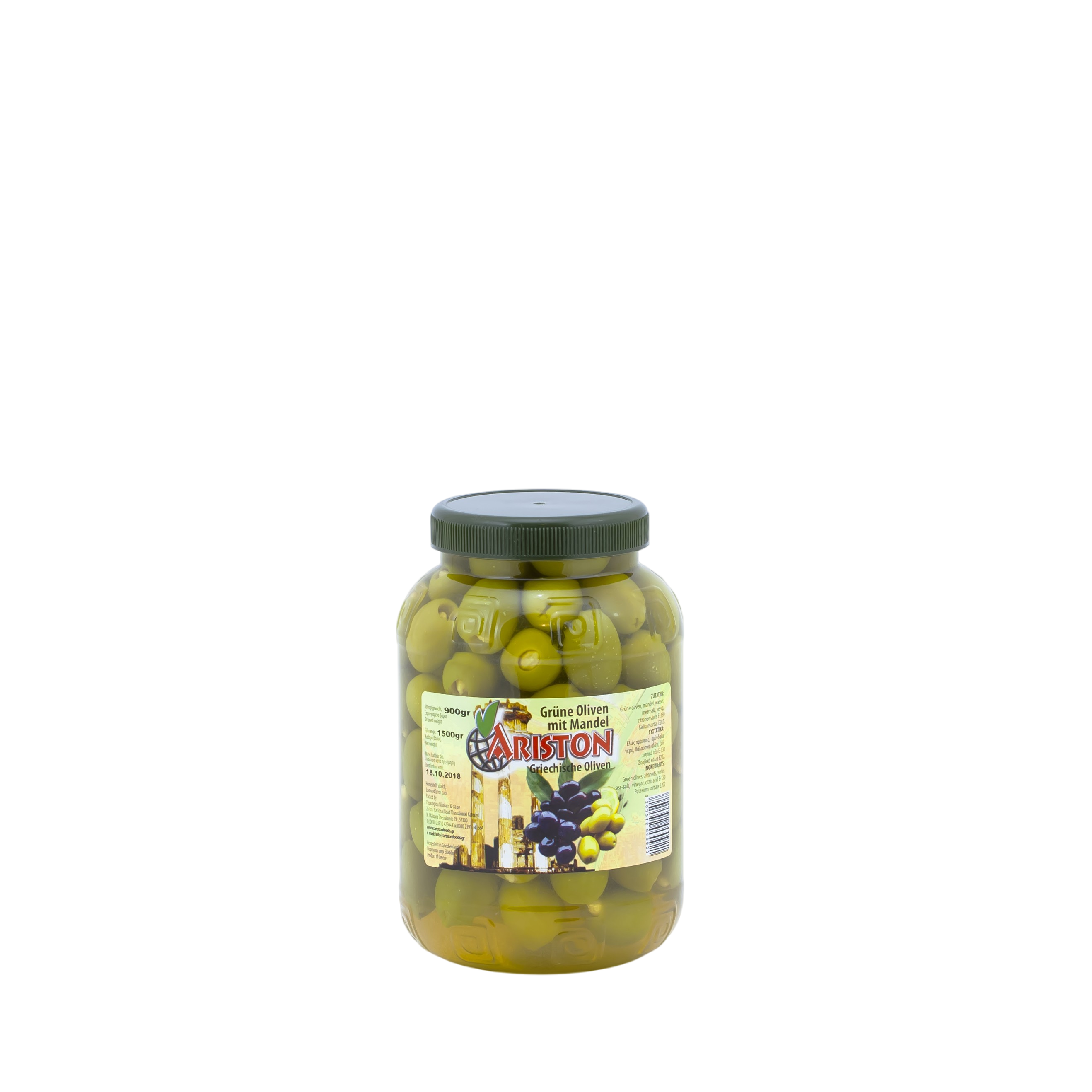 Green olives with almonds 900g net weight